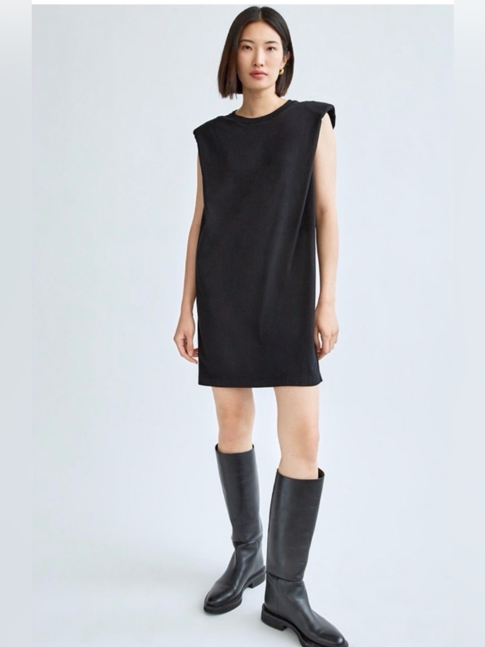 Aritzia Babaton Shoulder Pad Dress, T-Shirt Mini Dress, Black, XS